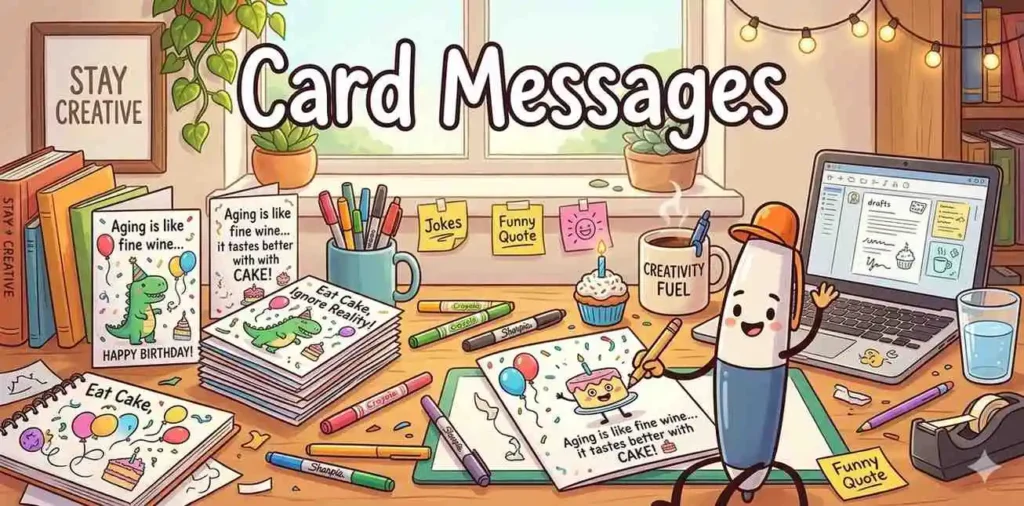Person writing funny birthday cards