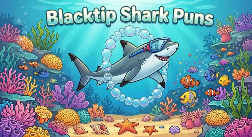 Playful blacktip shark swimming happily