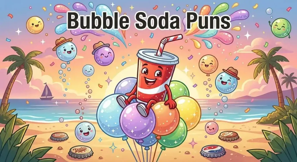 Fizzy soda bubbles floating happily