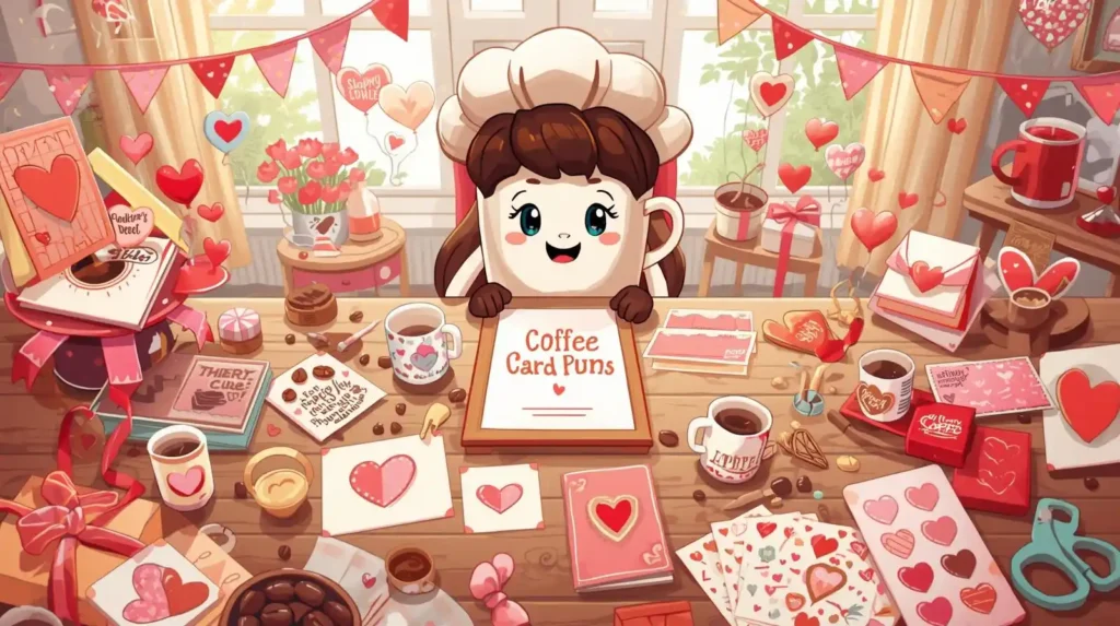 Coffee Valentine card illustration