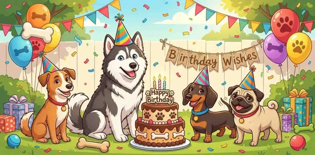 Dogs celebrating birthday together