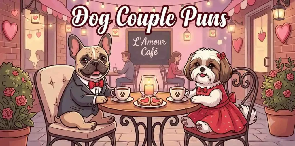 Two dogs on romantic date
