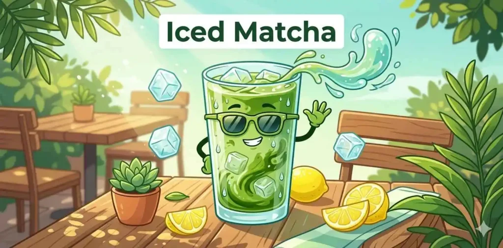 Refreshing iced matcha drink