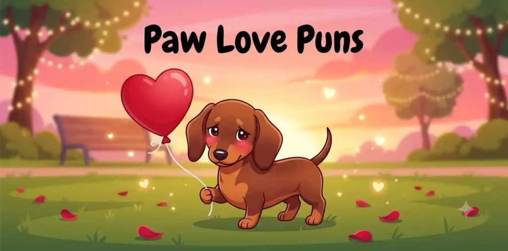 Puppy holding heart balloon