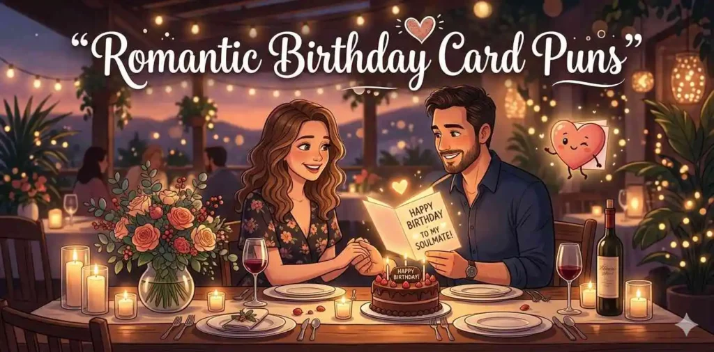 Romantic dinner birthday card moment