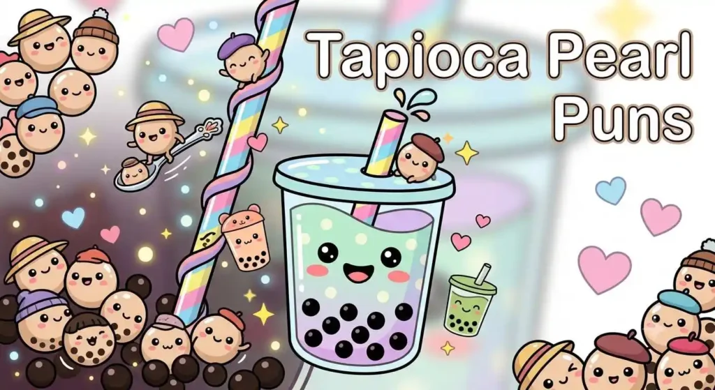 Happy tapioca pearls playing together
