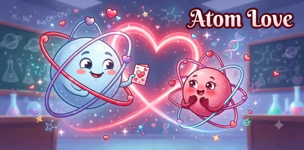 Happy atoms forming heart