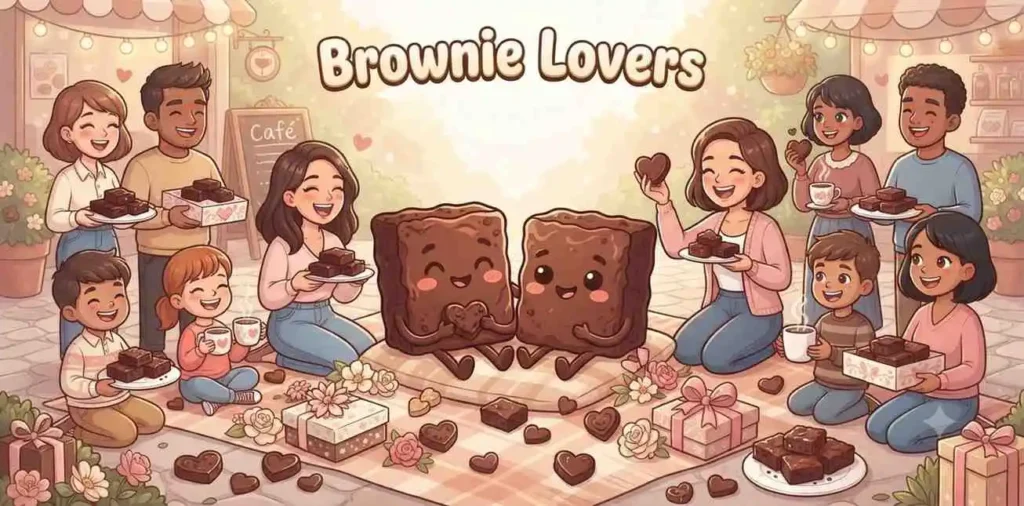 Happy brownie dessert lovers