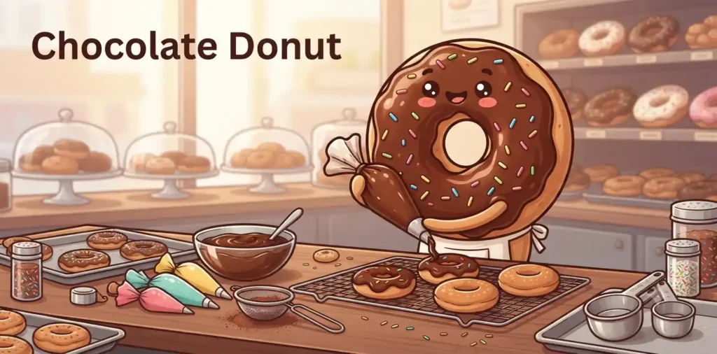 Chocolate donut smiling