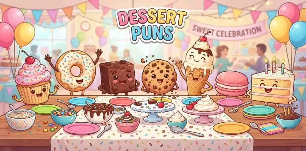 Funny dessert characters together