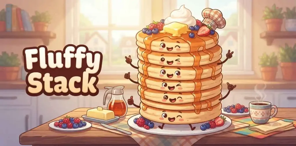 Tall fluffy pancake tower