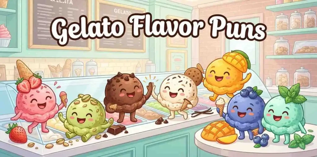 Colorful gelato flavor friends