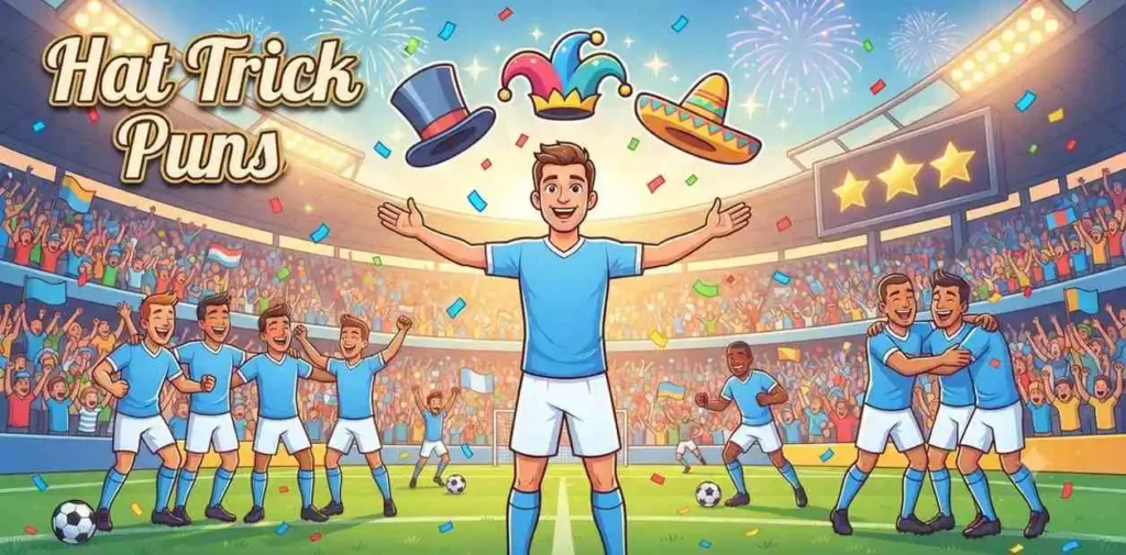 Soccer player with funny hats.