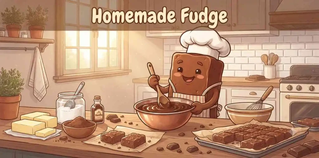 Homemade fudge baking fun