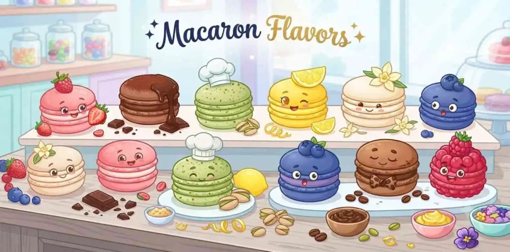 Colorful macaron flavor collection