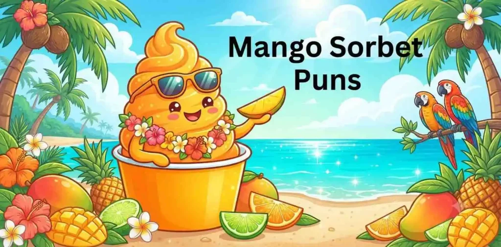 Tropical mango sorbet mascot