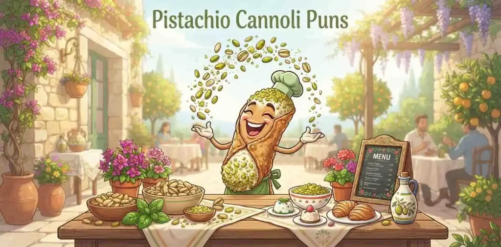 Pistachio cannoli holding nuts