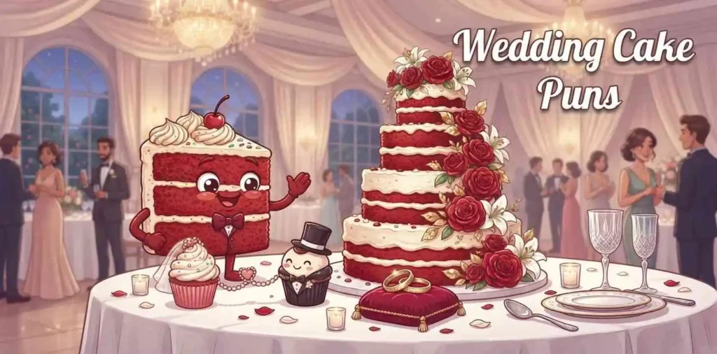 Wedding red velvet cake scene