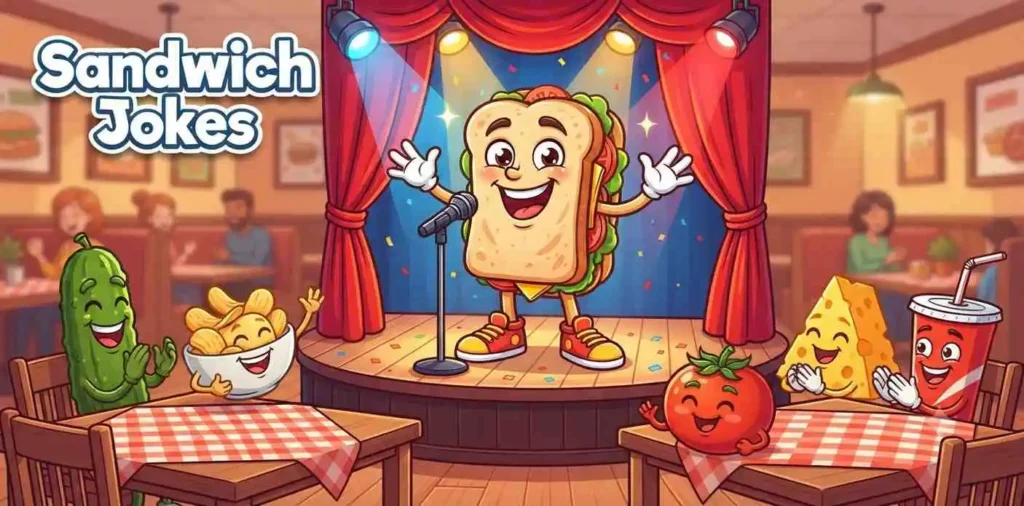 Happy sandwich telling jokes