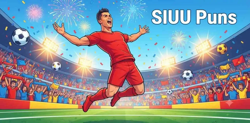 Funny soccer celebration jump.