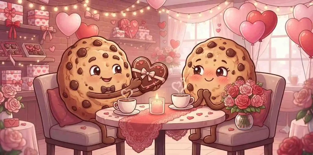 Romantic chocolate cookie couple