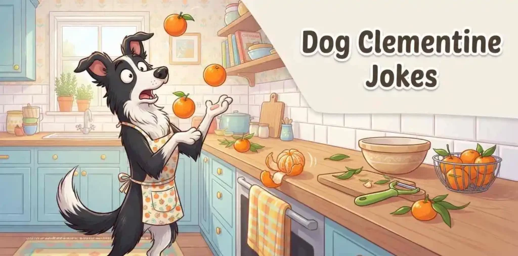 Funny dog juggling clementines