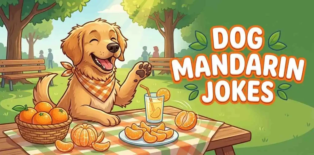 Funny dog enjoying mandarin fruit