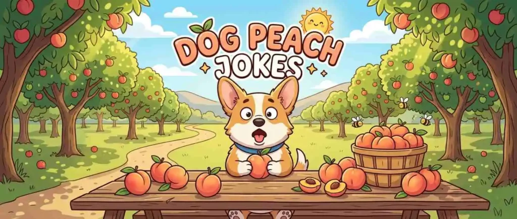Funny puppy playing with peaches