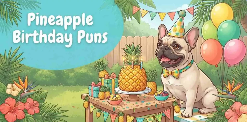 Dog pineapple birthday celebration