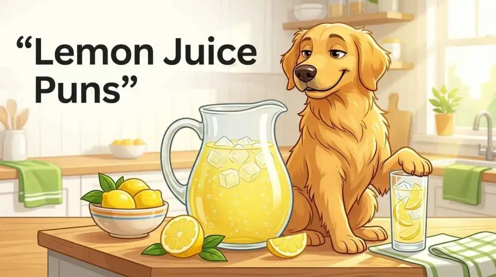 Funny dog serving lemon juice