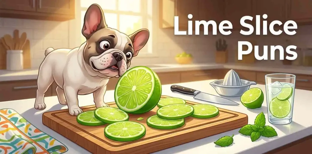Funny dog with lime slices