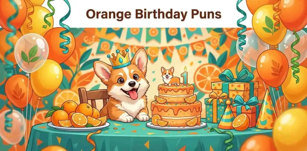 Puppy celebrating orange birthday