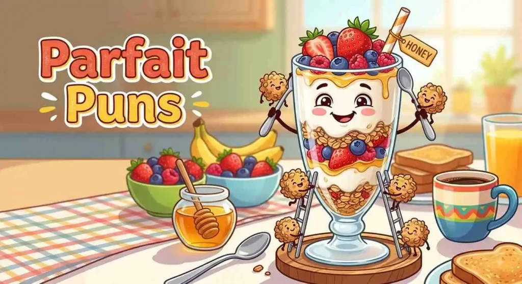 Funny granola parfait character