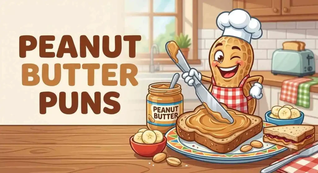 Peanut character spreading creamy peanut butter