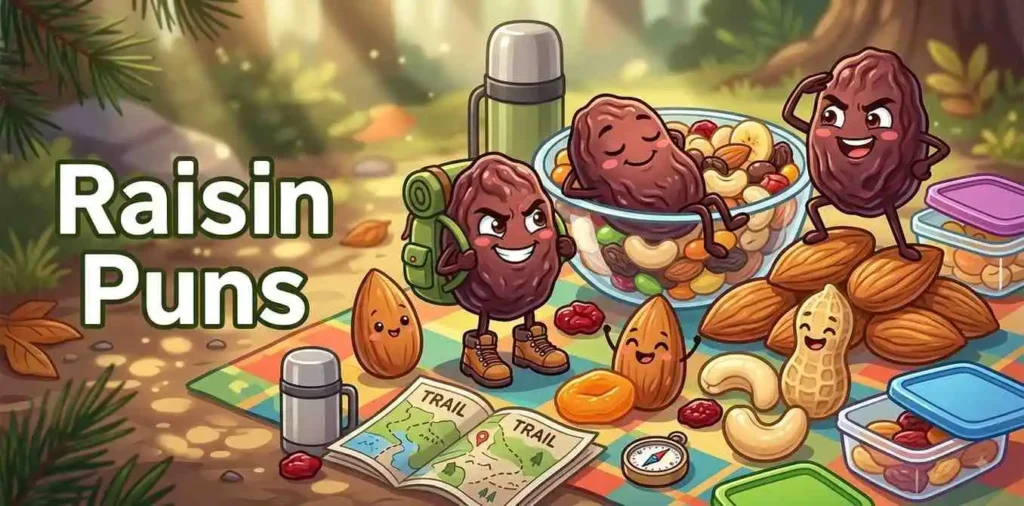 Funny raisin character in trail mix