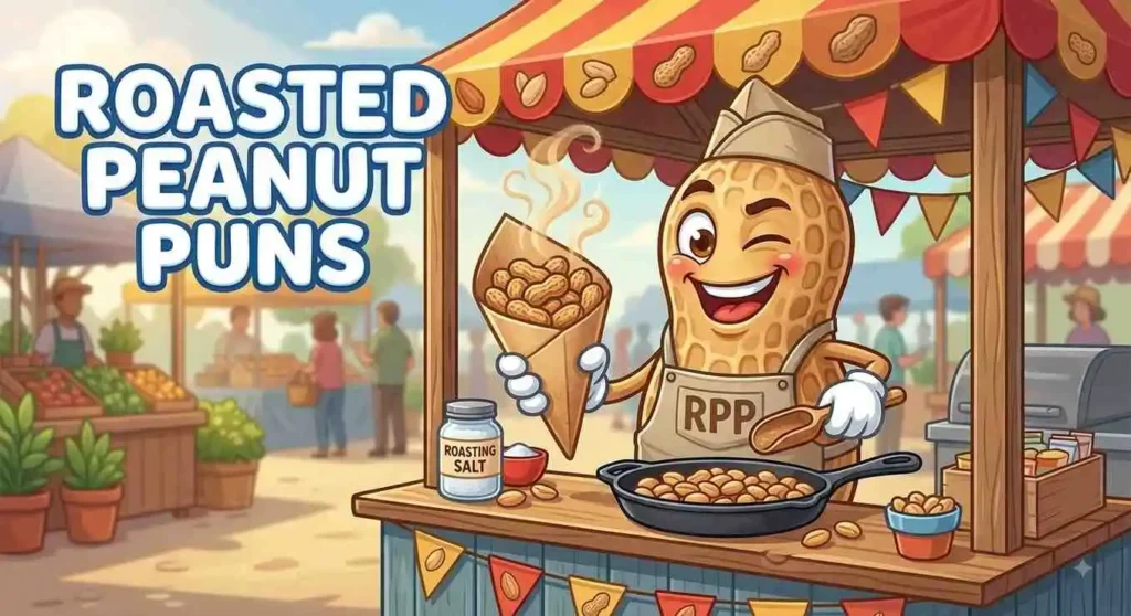 Roasted peanuts served by cheerful mascot