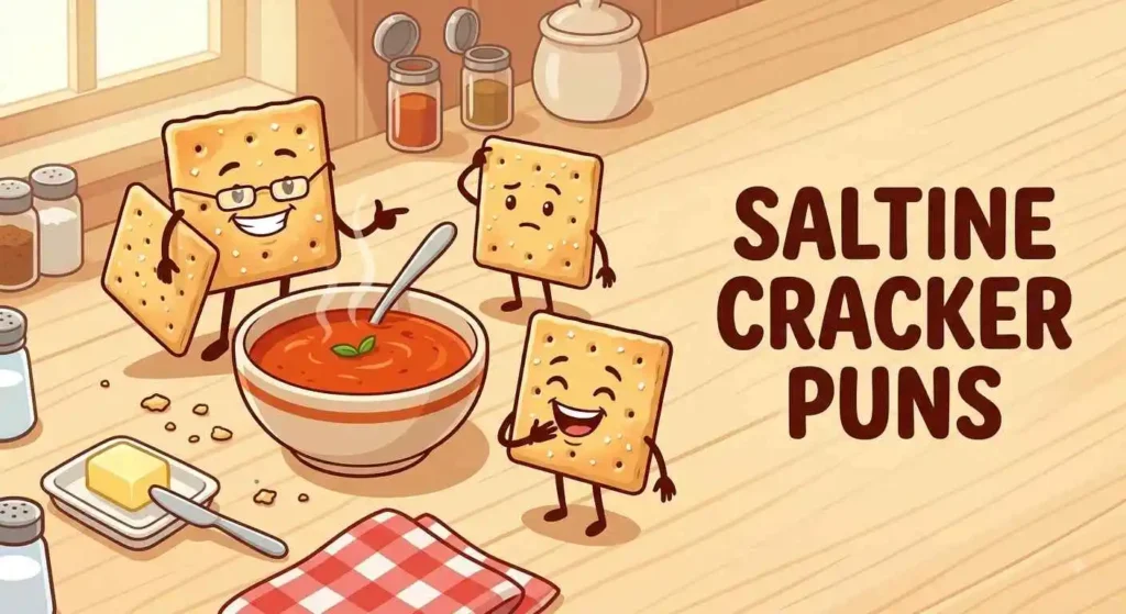 Funny Saltine crackers with soup