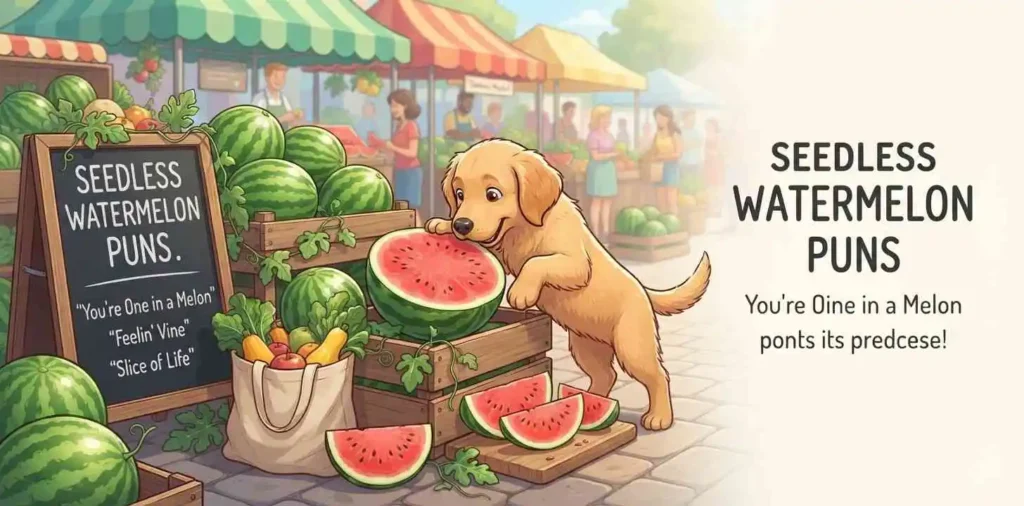 Puppy enjoying seedless watermelon