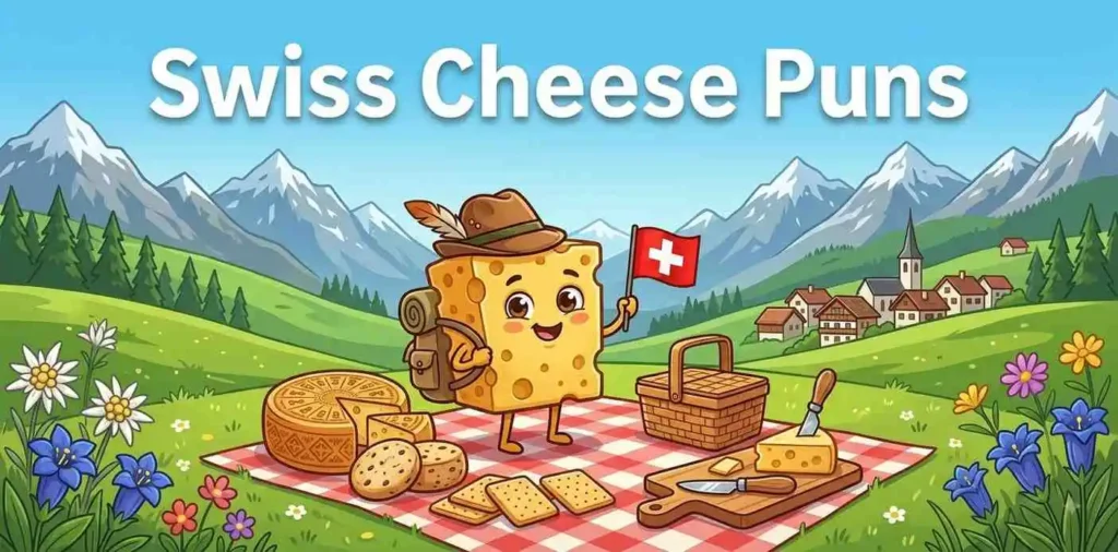 Funny Swiss cheese character