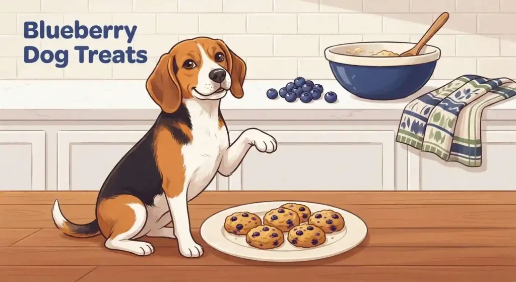 Dog enjoying homemade blueberry treats