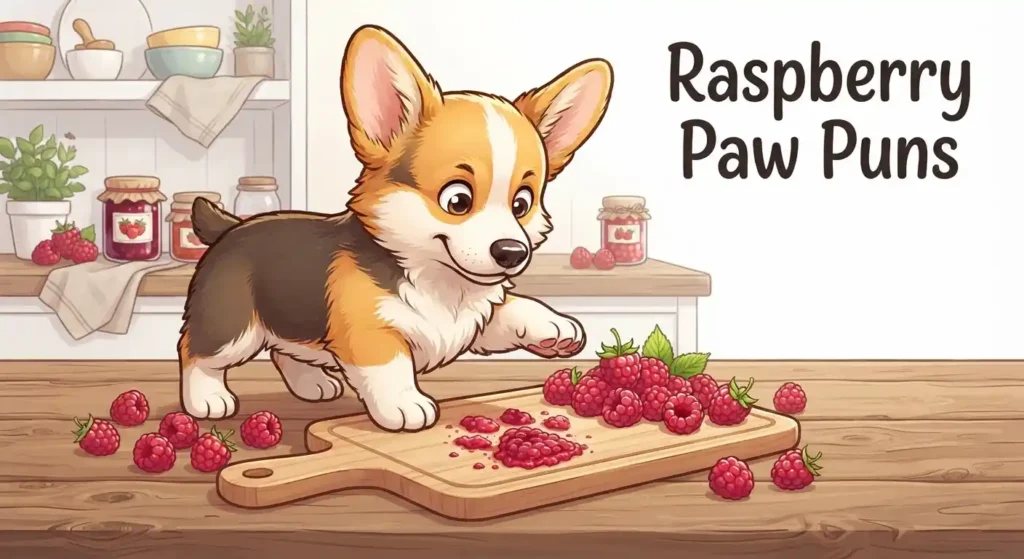 Cute puppy making raspberry paw art