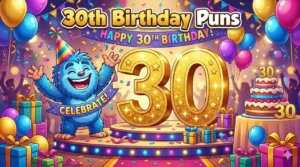 Happy 30th birthday celebration scene
