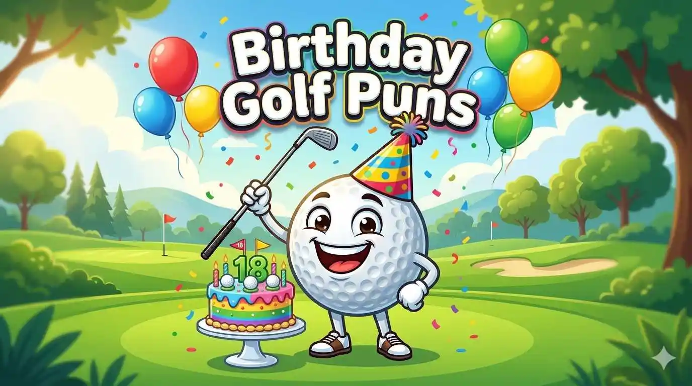 Happy golf ball birthday mascot