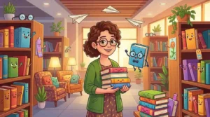 Funny library scene