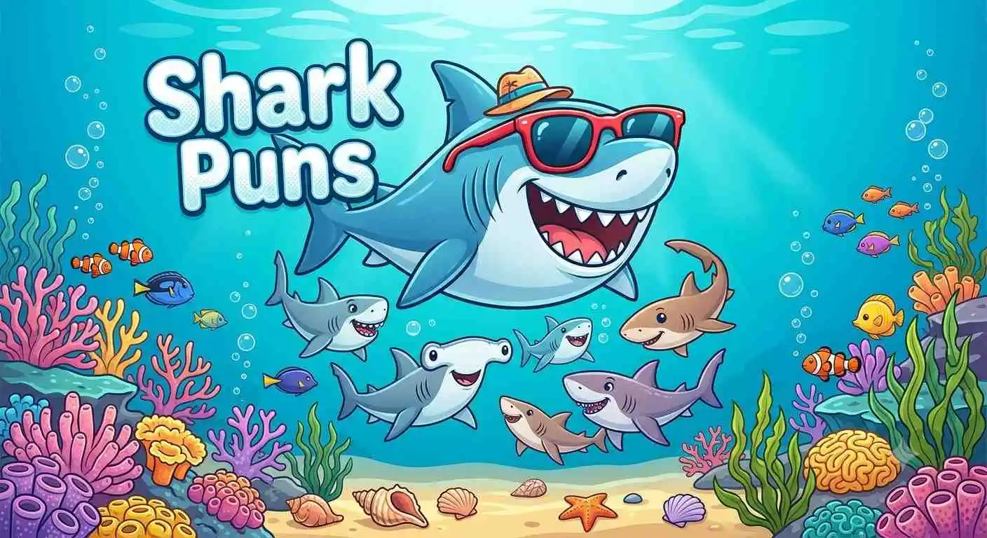 Funny sharks in ocean