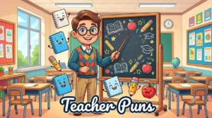 Funny happy teacher