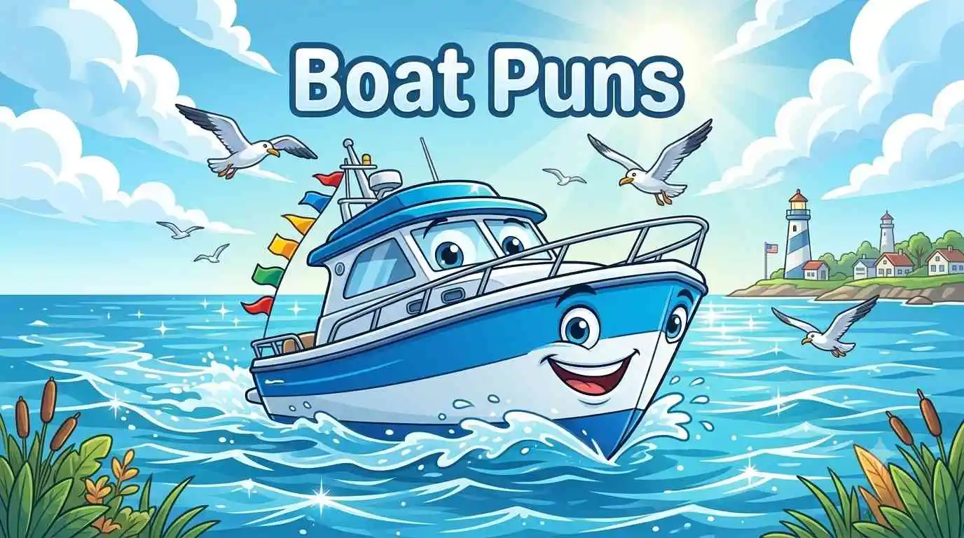 Funny boat sailing happily