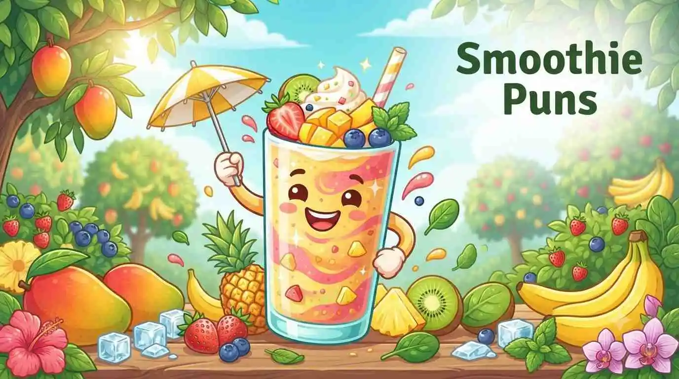 Happy smoothie mascot smiling
