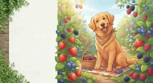 Cute dog surrounded by berries
