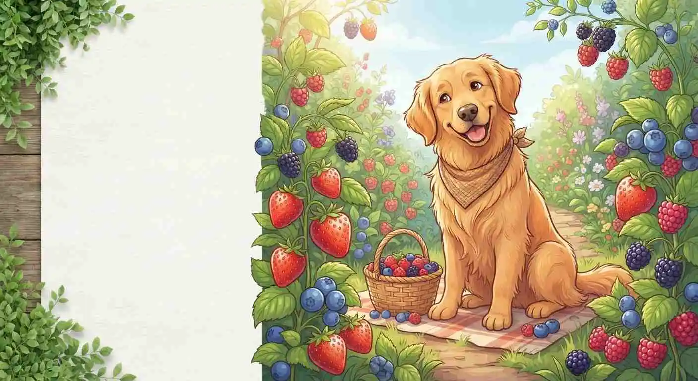 Cute dog surrounded by berries